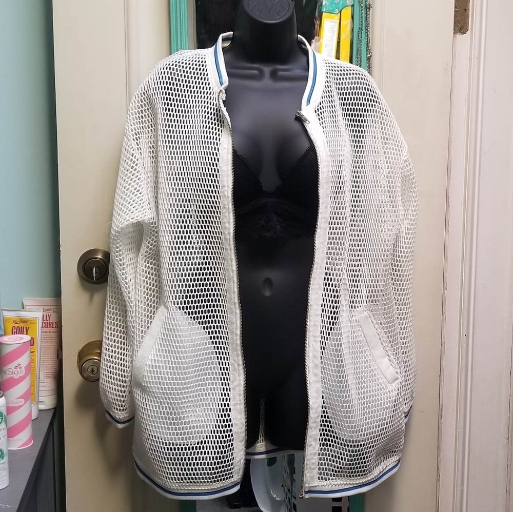 Fishnet Mesh Bomber Jacket